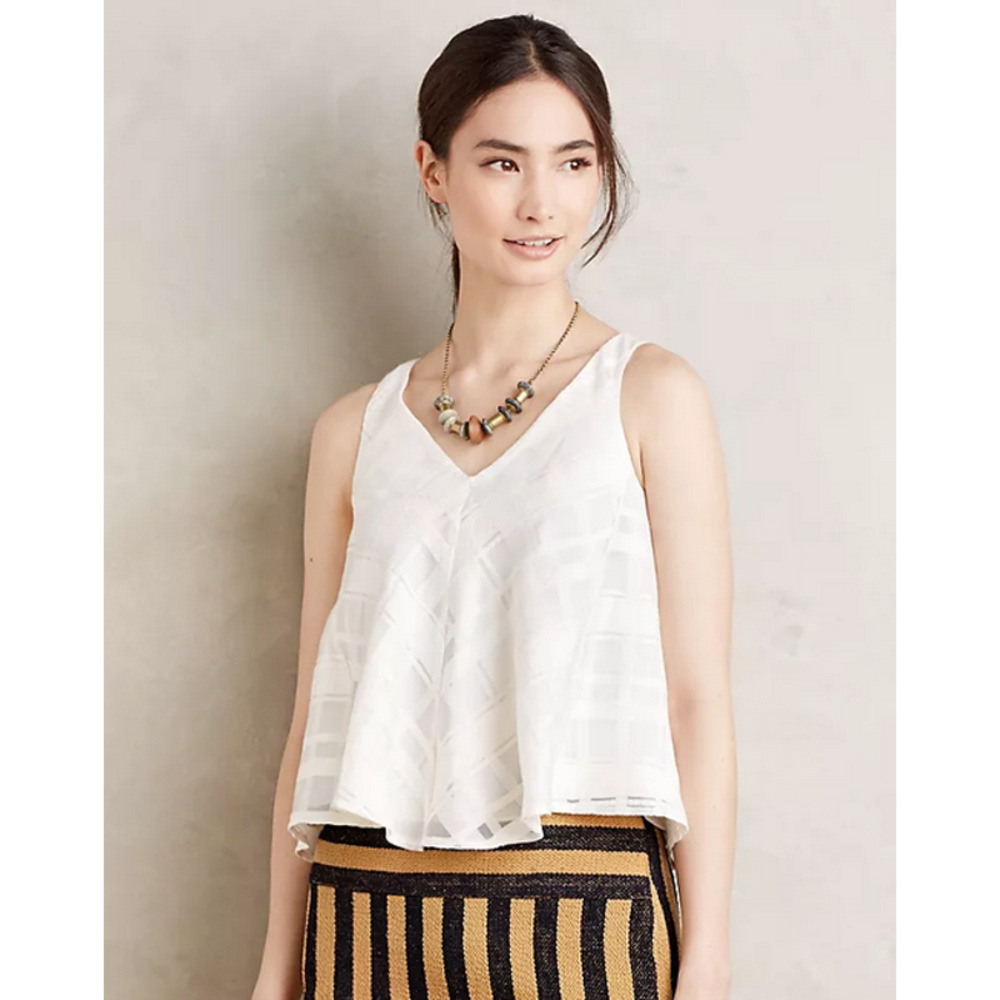 Anthropologie Mauve Cayden Swing Tank Embroidered White sz Medium